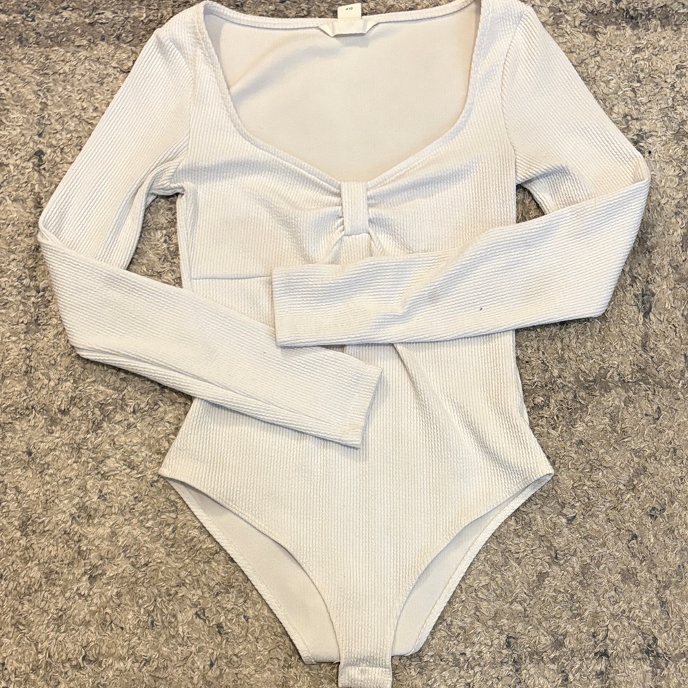 H&M White Ribbed Bodysuit
